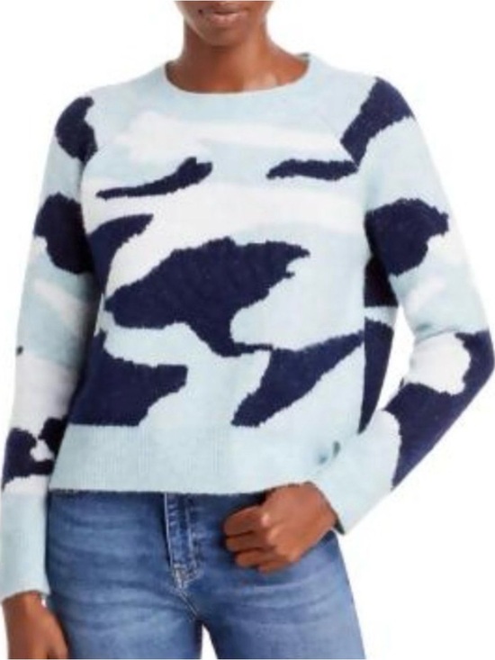 Aqua Sweaters - Aqua Light Blue & Navy Abstract Crew Sweater